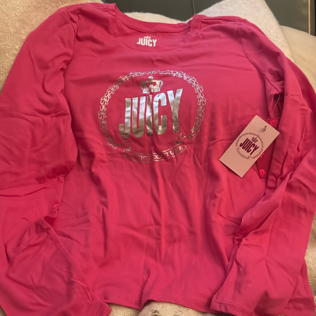 Juicy Couture Fuchsia W/Silver Logo Long Sleeve Tee.Size Large.Nwtfirm